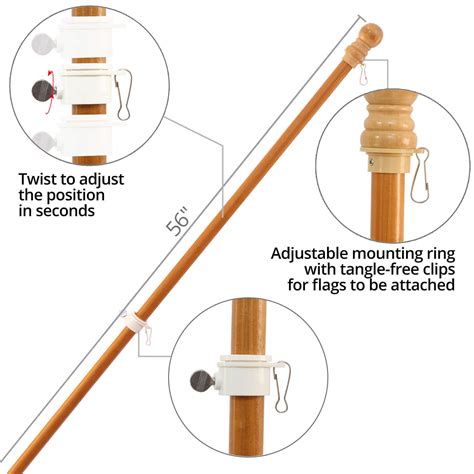 wooden flagpole for house with metal clips|best house mounted flag pole.